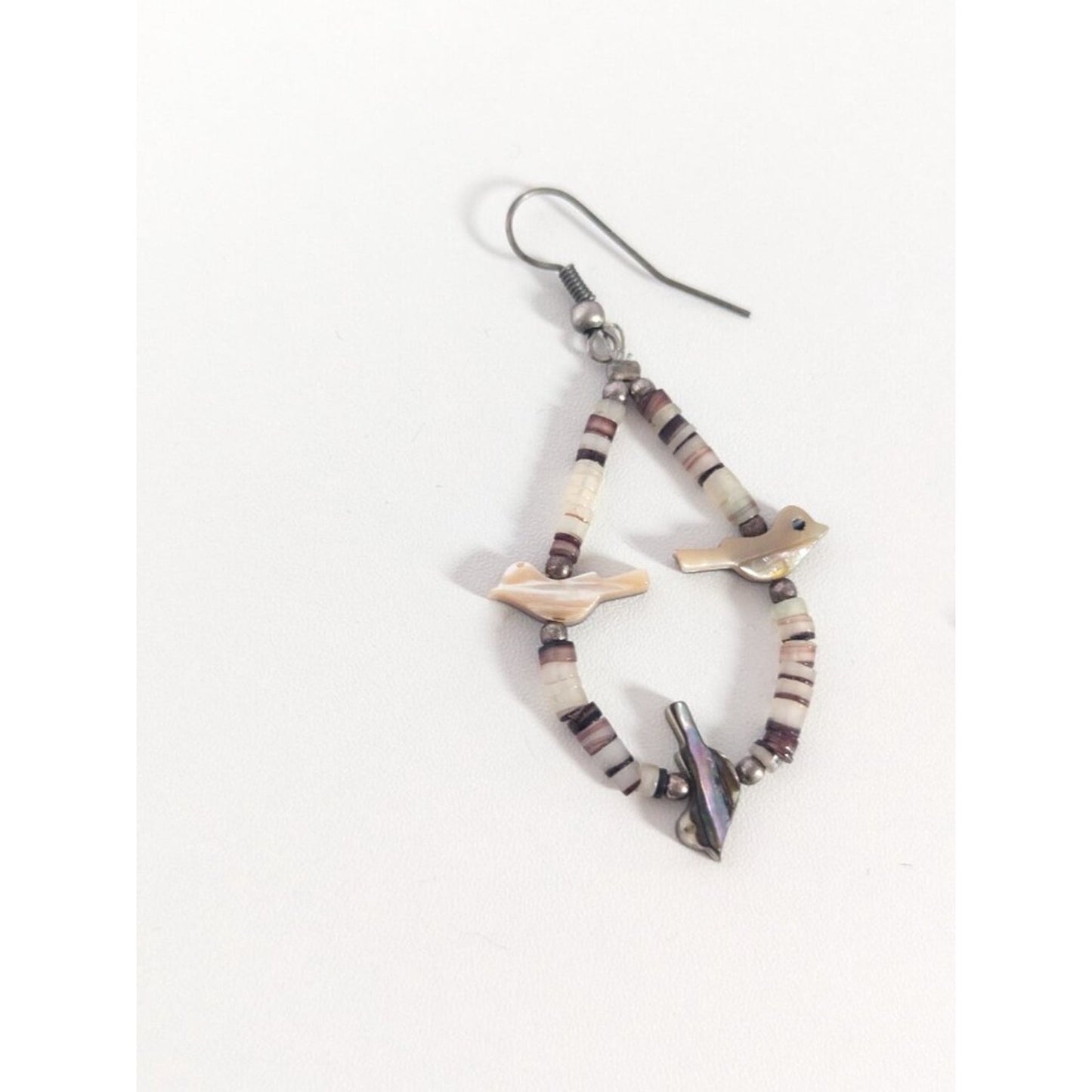 Vintage Zuni-Style Native American Fetish Dangle Earrings Carved Birds