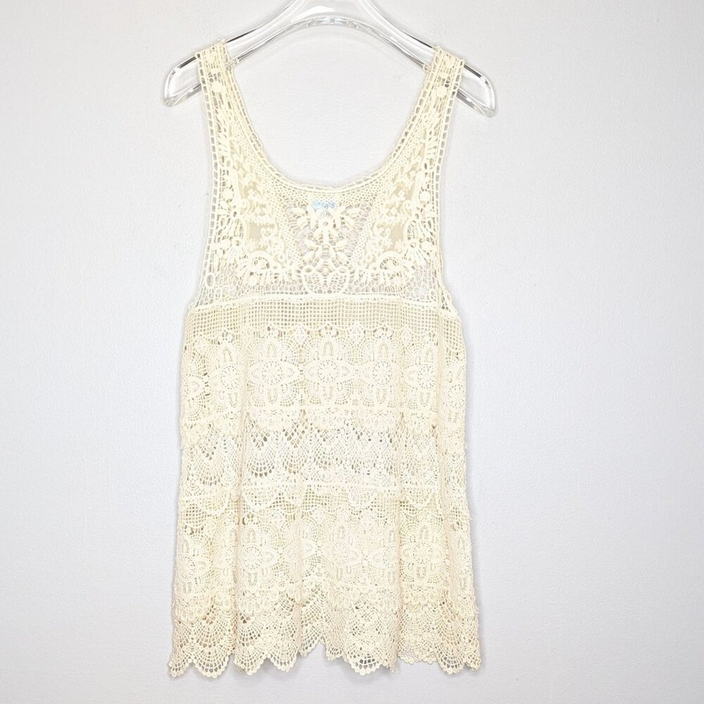 Free People Intimately Cream Crochet Lace Sleeveless Scoop Neck Tank Top Boho S