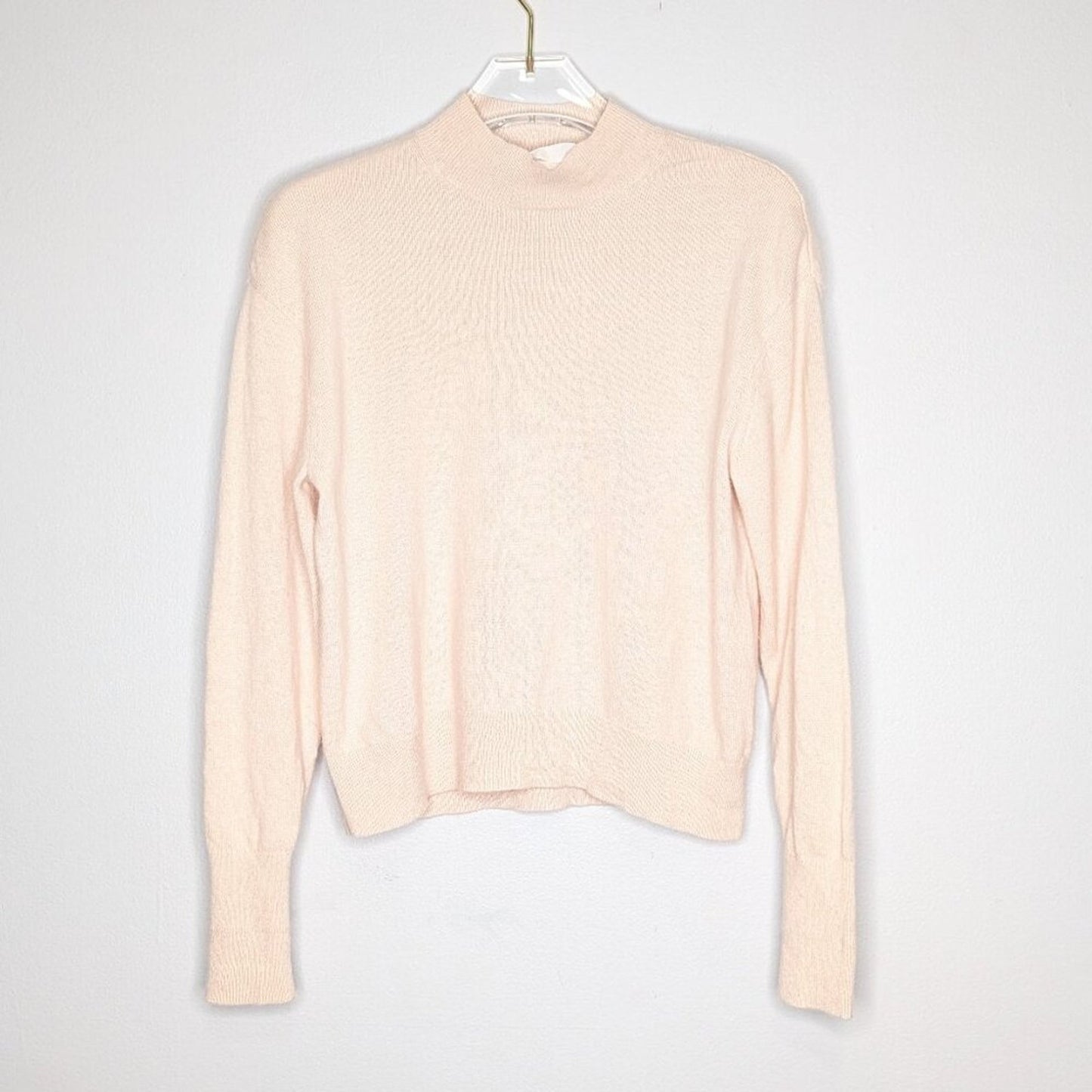 Everlane The Cashmere Crop Mock Neck Sweater Pale Peach Long Sleeve Size XS