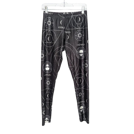 Spin Doctor Black Odessa Nights Celestial Skull Leggings Stars Moon Goth Size L