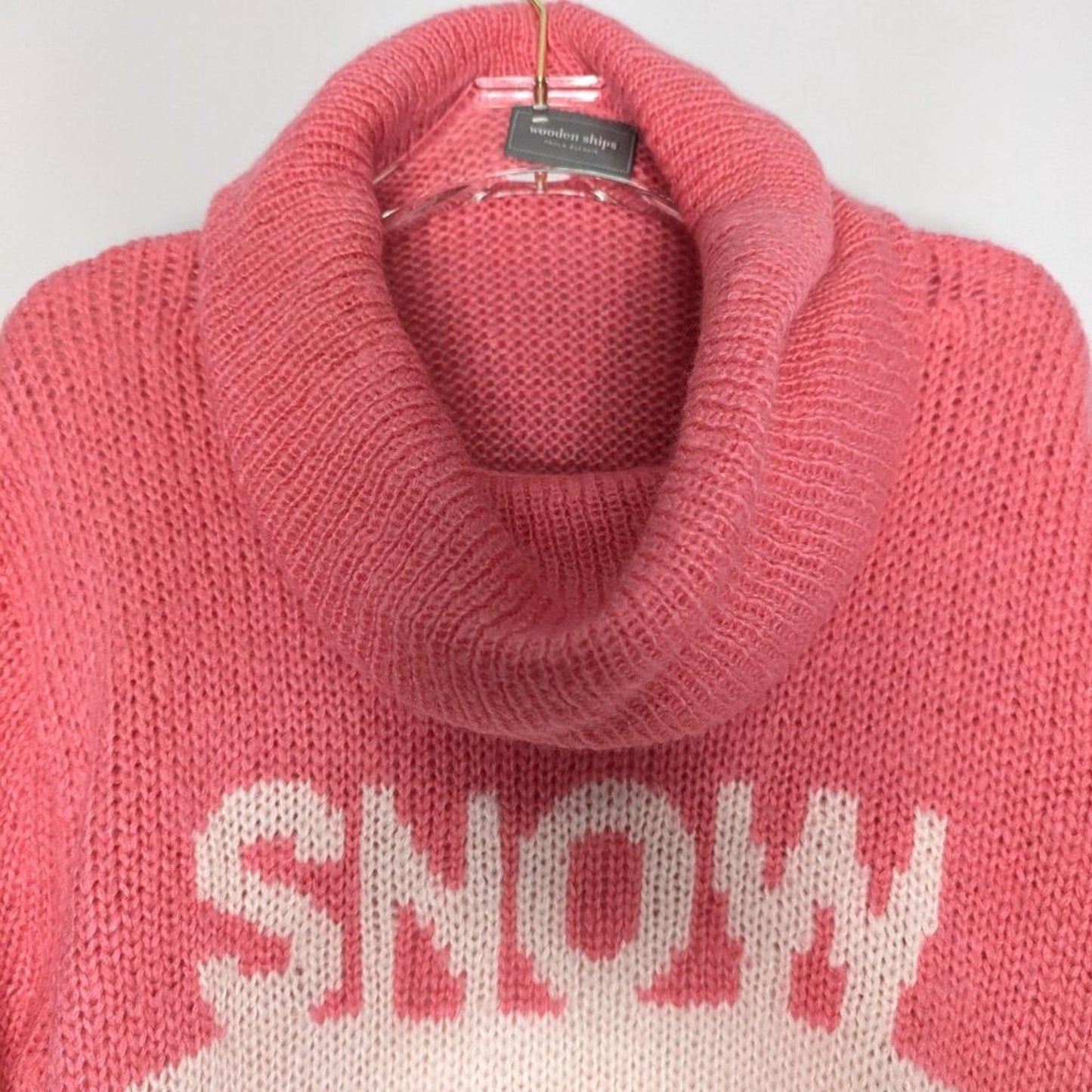 Wooden Ships Pink Long Sleeve Snow Knit Sweater Cowl Neck Pullover Size M/L