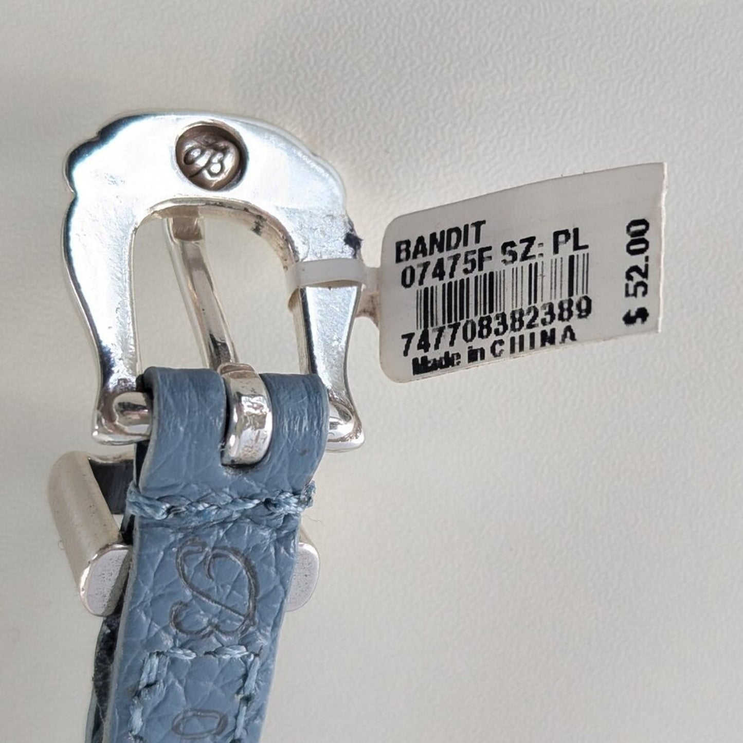 Brighton Blue Roped Heart Braid Bandit Leather Bracelet Adjustable Buckle NWT