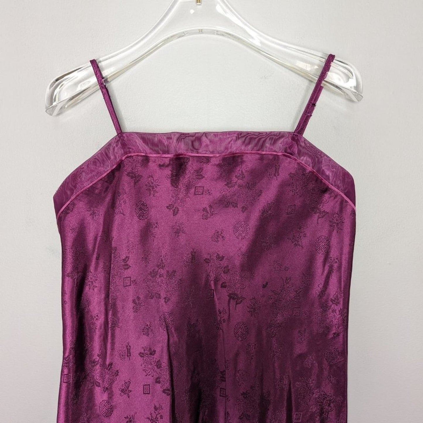 Vintage Jaclyn Smith Studio Purple Satin Floral Print Slip Dress Nightgown M