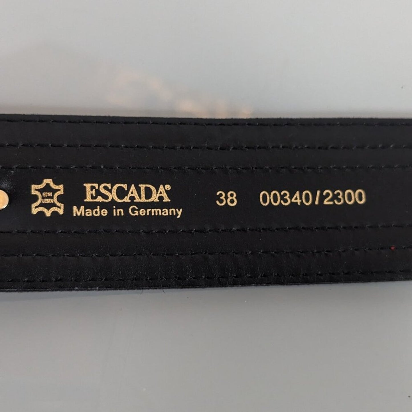 Escada Vintage Suede Striped Belt Gold Valour For Glamour Medallions Adjustable