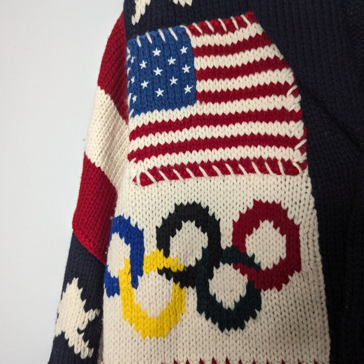 Ralph Lauren 2014 Sochi Winter Olympics Opening Ceremony Sweater Patchwork Stars