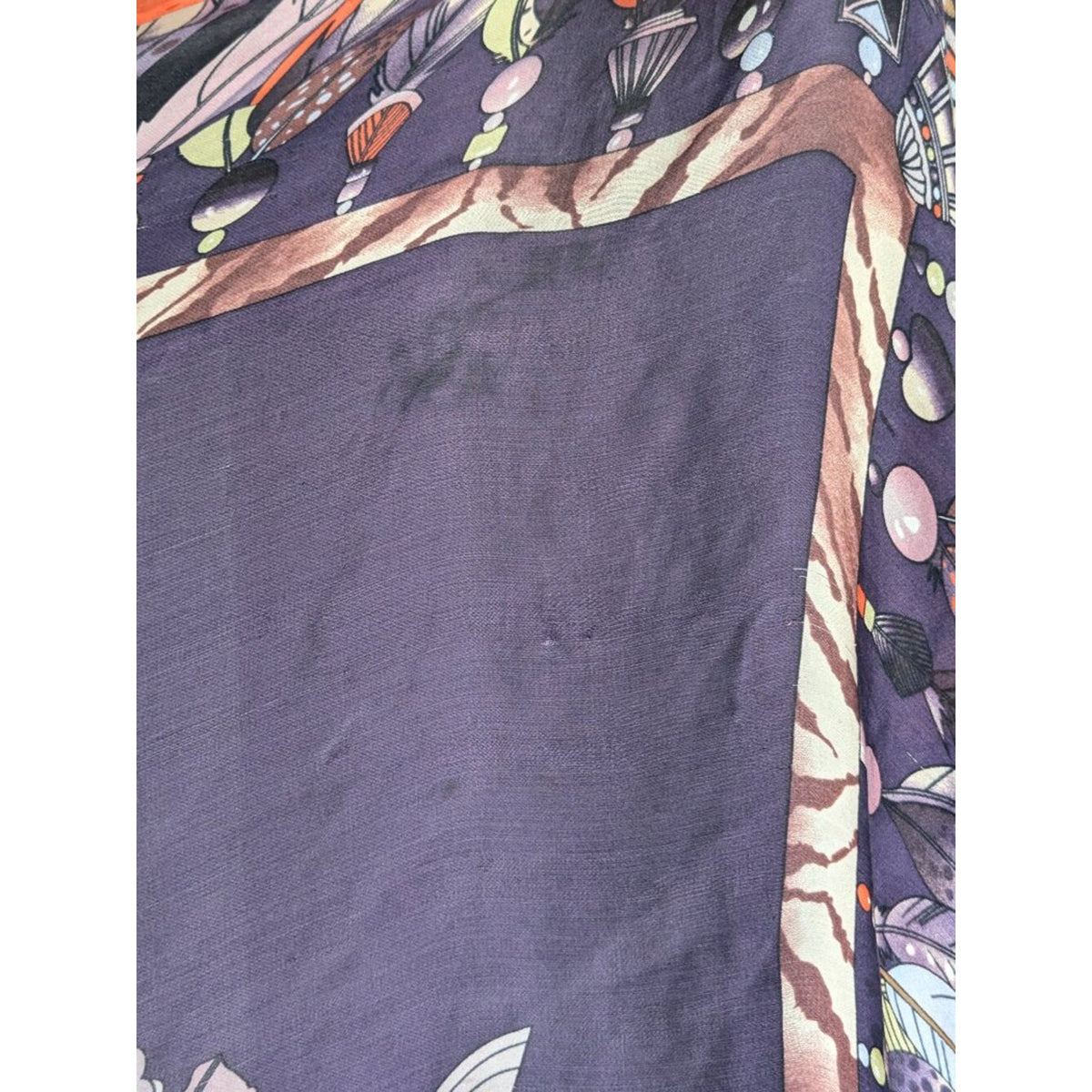 Vintage Leonard Paris Floral & Geometric 53 in Large Silk Square Scarf