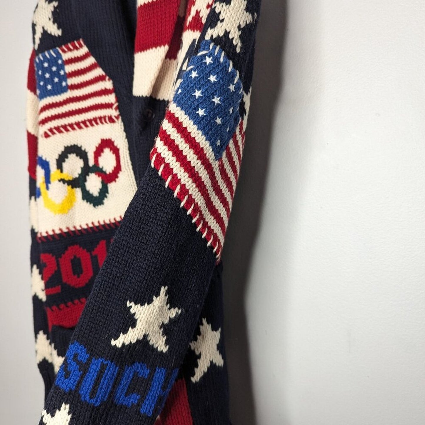 Ralph Lauren 2014 Sochi Winter Olympics Opening Ceremony Sweater Patchwork Stars