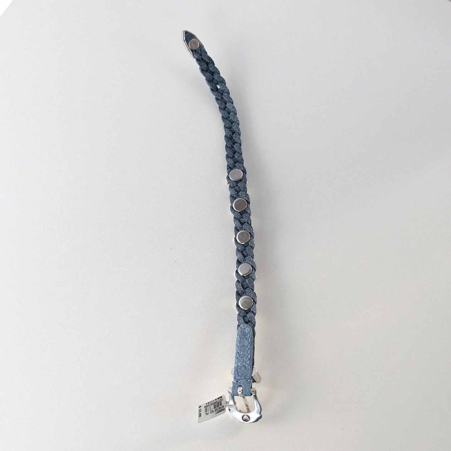 Brighton Blue Roped Heart Braid Bandit Leather Bracelet Adjustable Buckle NWT