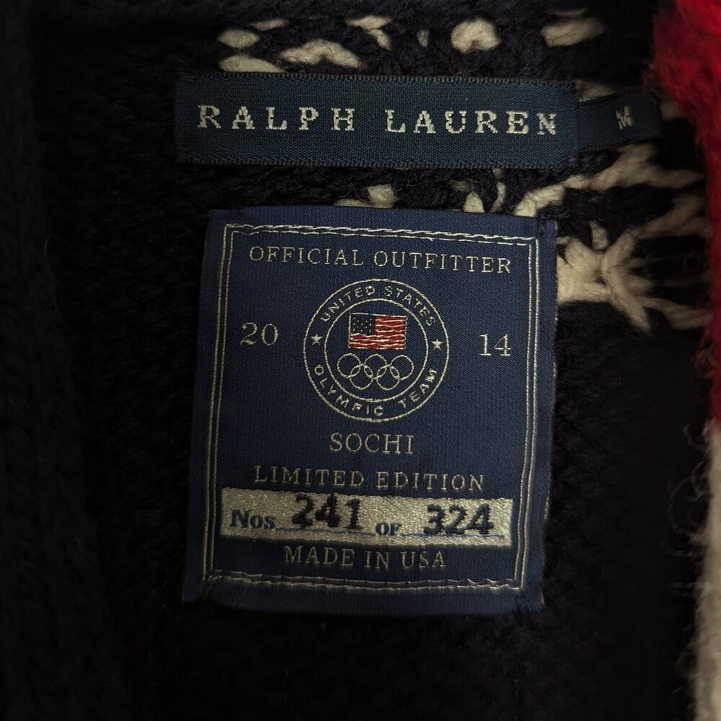 Ralph Lauren 2014 Sochi Winter Olympics Opening Ceremony Sweater Patchwork Stars