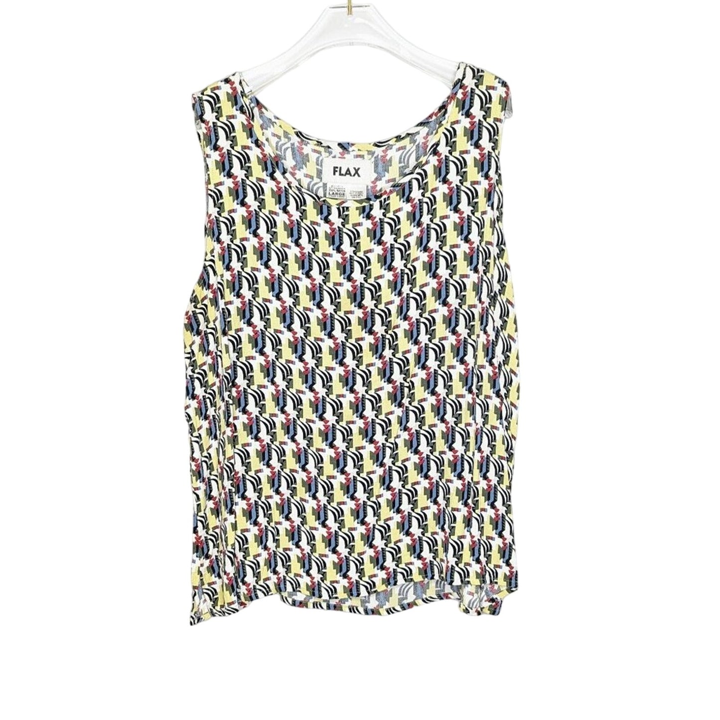 Flax Multicolor Sleeveless Abstract Geometric Patterned Tank Top Size L