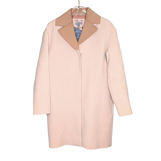 COS Pale Pink Long Sleeve Coat Zip Up Pockets Detachable Collar Lined Size 2