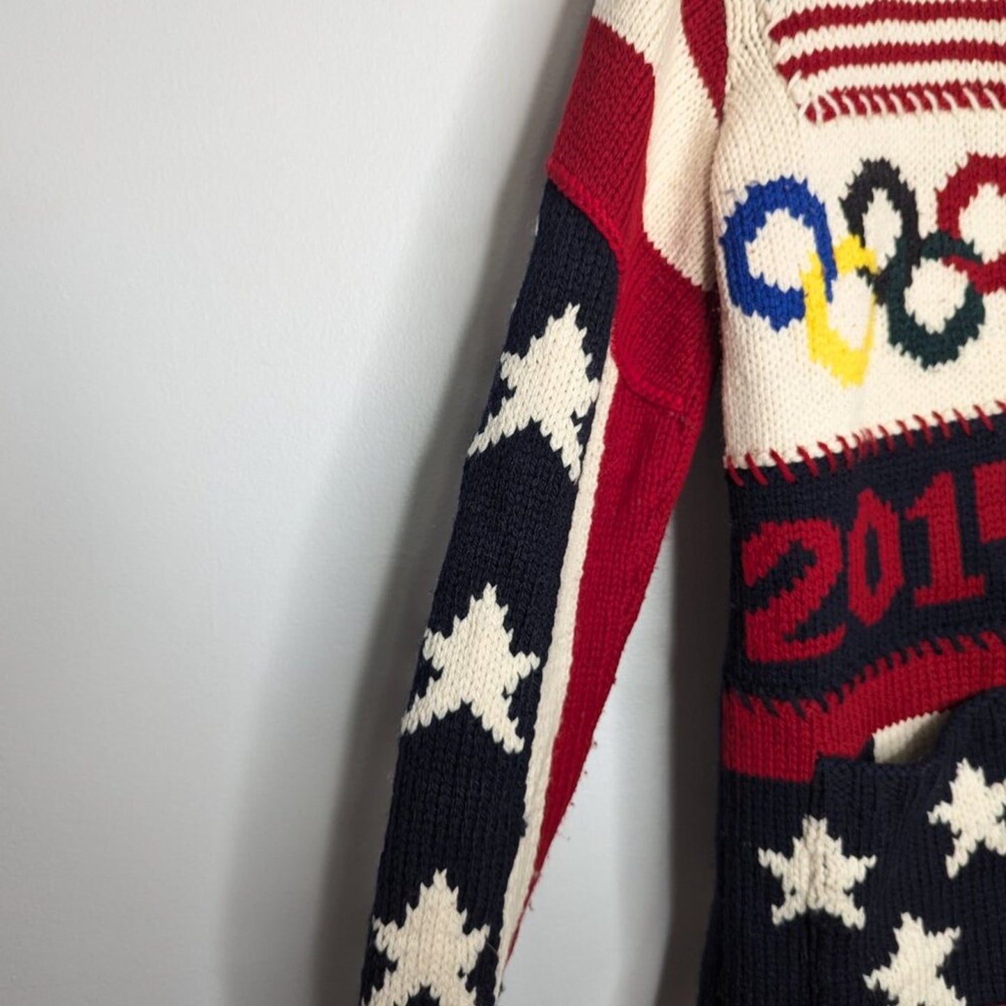 Ralph Lauren 2014 Sochi Winter Olympics Opening Ceremony Sweater Patchwork Stars