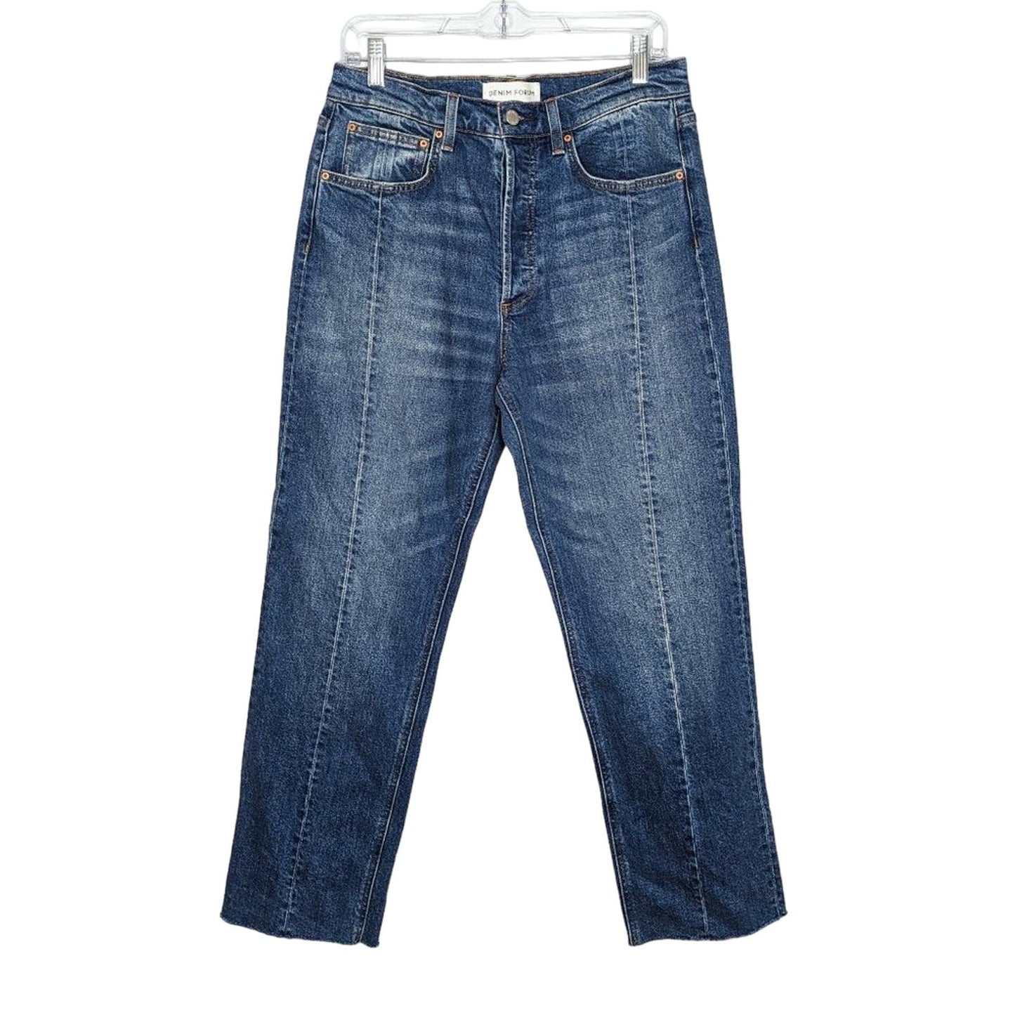 Denim Forum Medium Wash The Arlo Hi-Rise Seam Jean High-Waisted Straight Leg 30