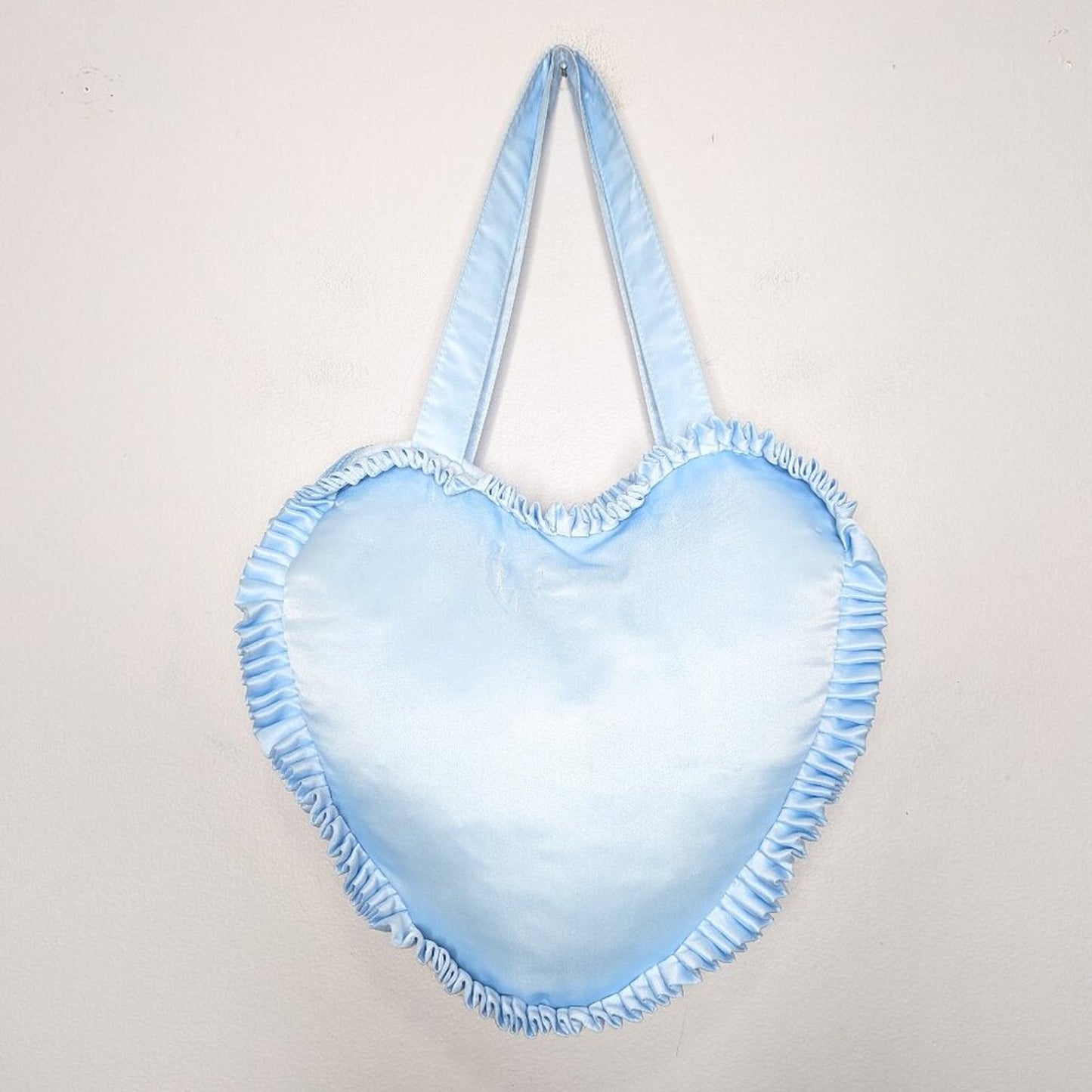 Sabrina Carpenter Light Blue Heart Shaped Short N Sweet Embroidered Ruffle Bag