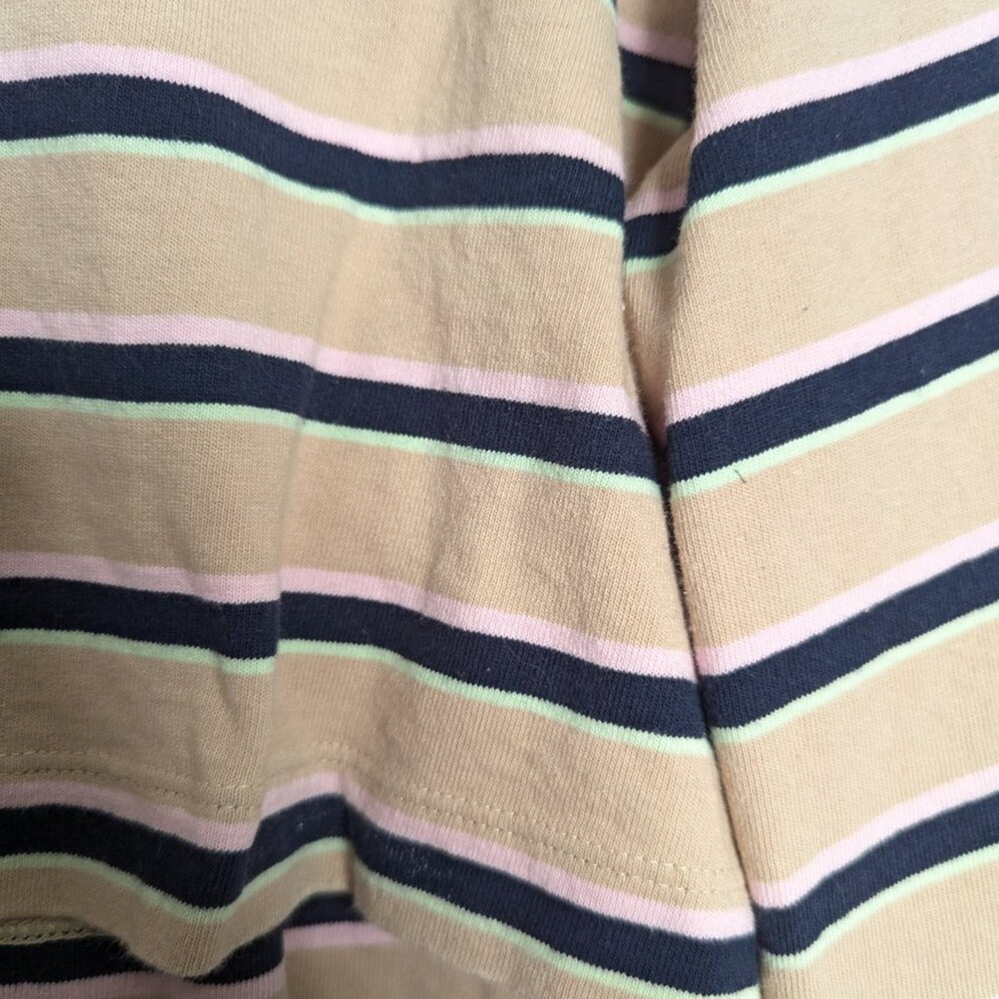 Aritzia TNA Ryer Cropped Stripe Long Sleeve Top Beige Pink Navy Blue Crewneck S