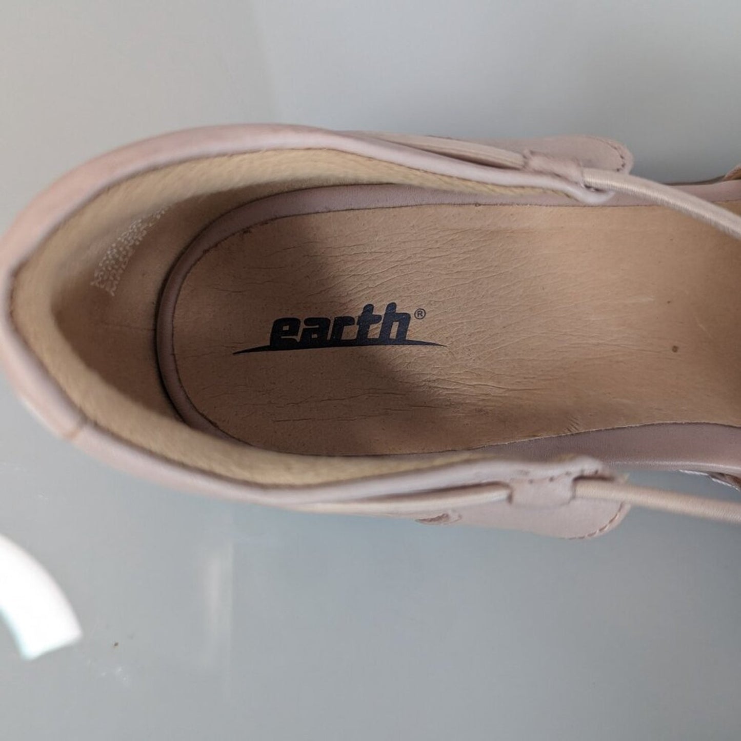 Earth Aloha Blush Pink Leather Open Toe Sandals Flat Strappy Slip On Size 10