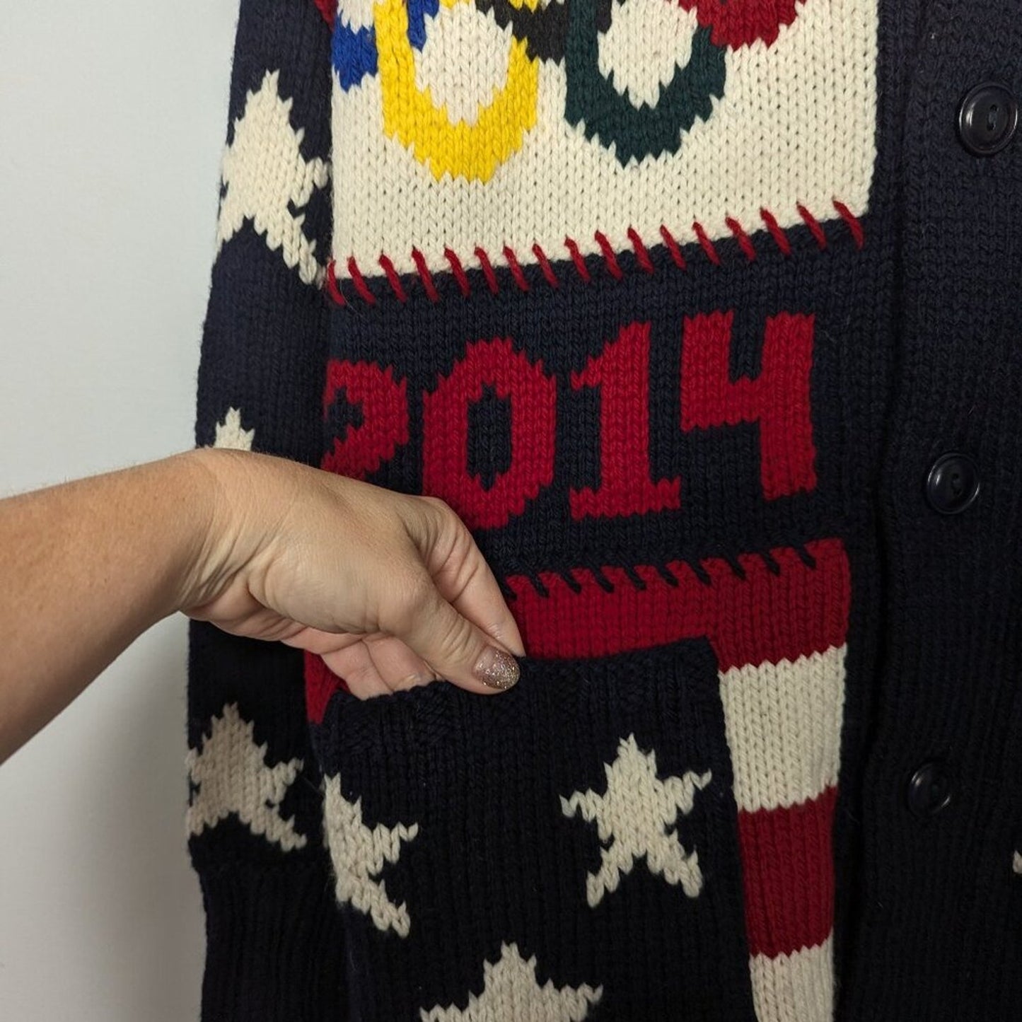 Ralph Lauren 2014 Sochi Winter Olympics Opening Ceremony Sweater Patchwork Stars