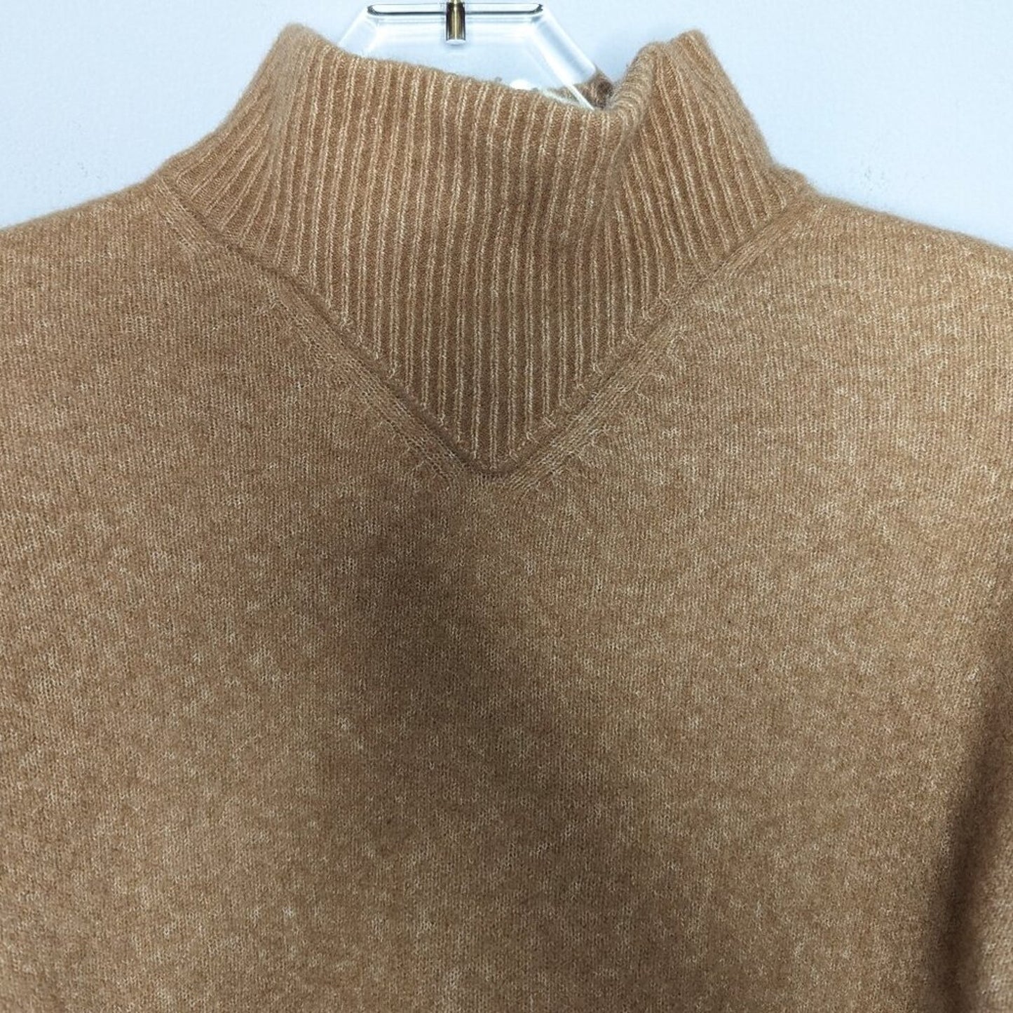 Everlane Tan The Cozy-Stretch Pullover Long Sleeve Mock Neck Ribbed Trim Size XS