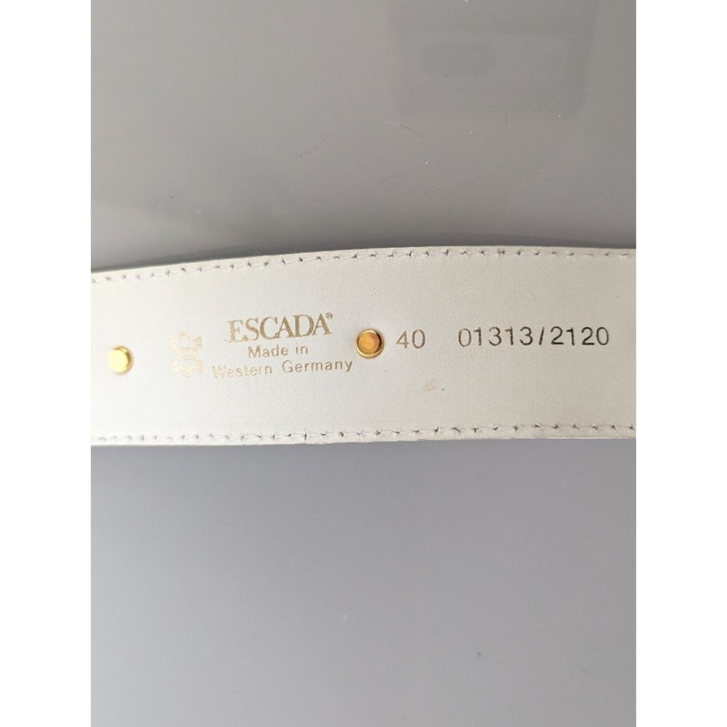 Escada Vintage Black And White Leather Belt Gold Tone Round Studs
