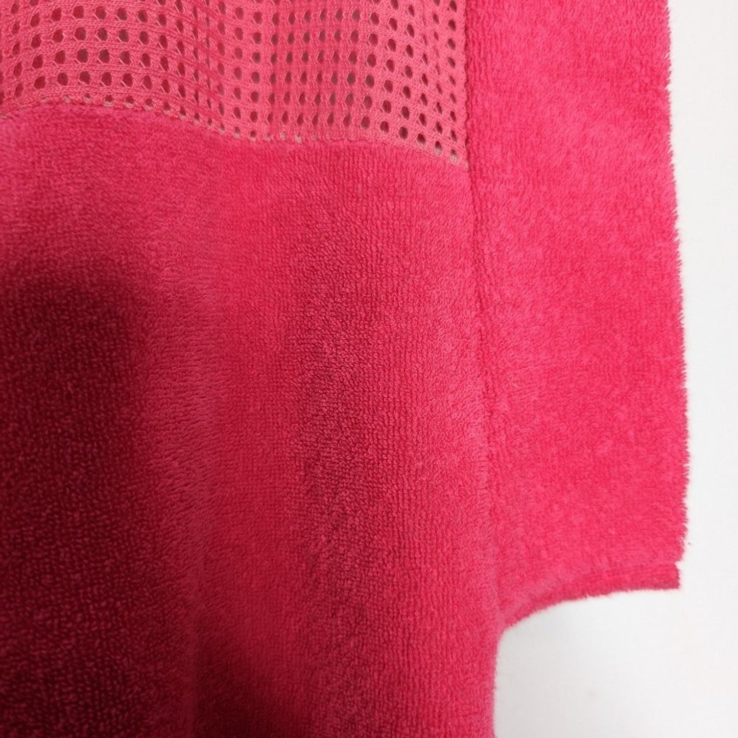 Komar Vintage Bright Pink Terry Cloth Dress Beach Cover Up Pockets 1980's Small