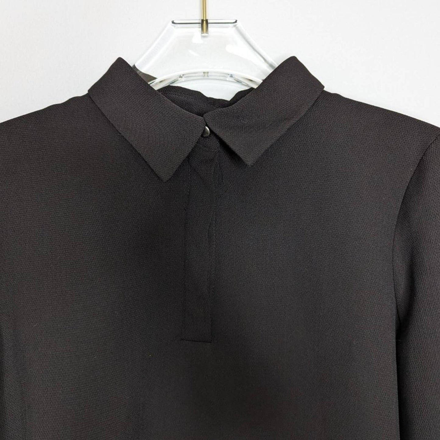 The Fifth Label Black Long Sleeve Asymmetrical Back Cropped Blouse Collared XS