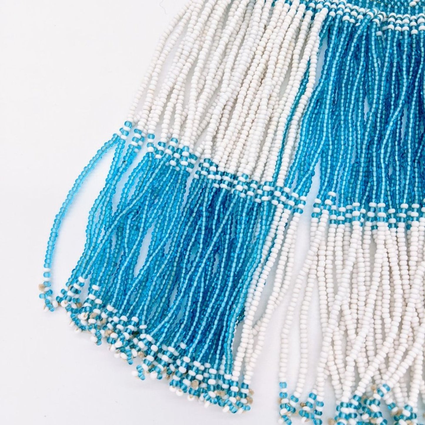 Vintage Glass Seed Bead Fringe Choker Bib Necklace