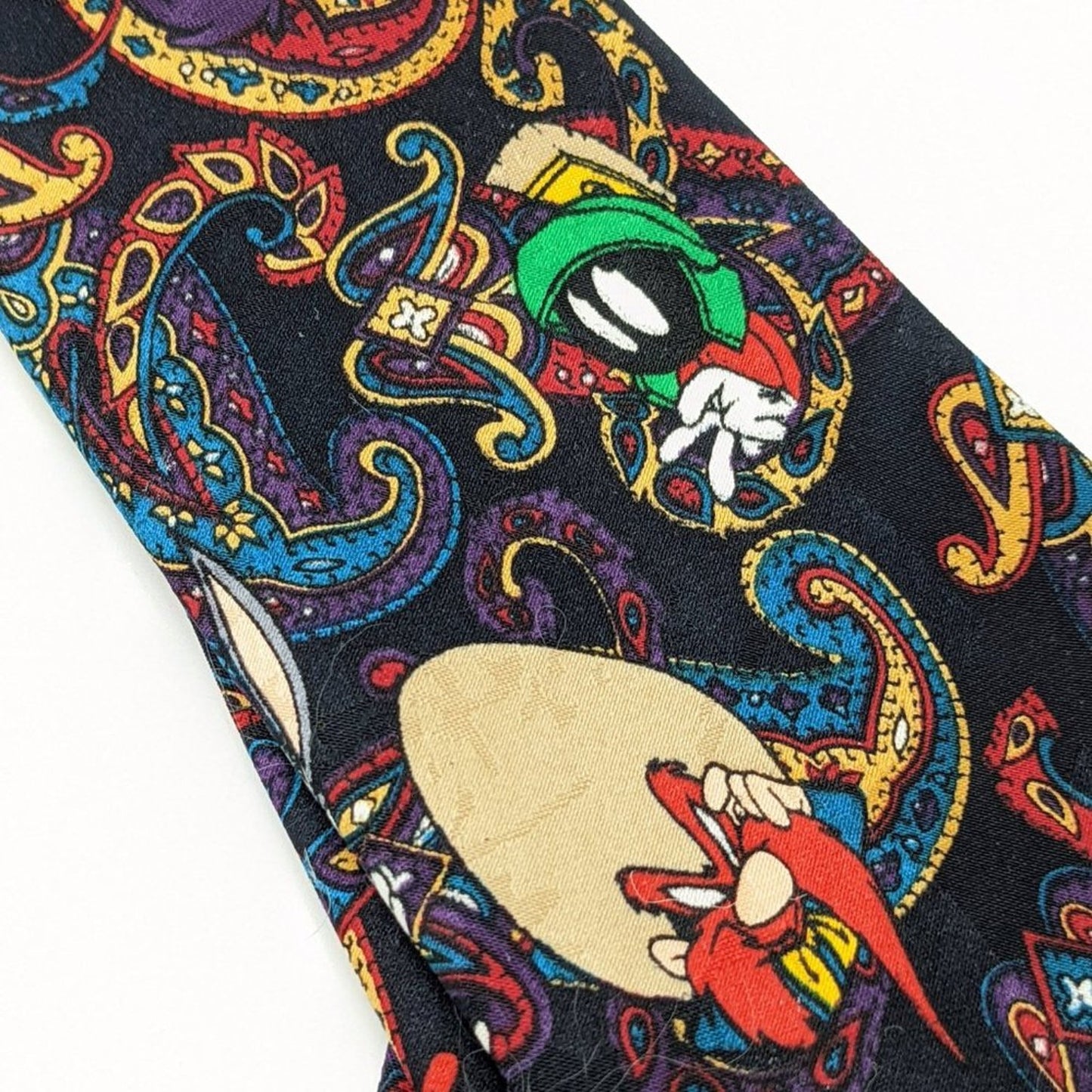 Looney Tunes Mania Vintage 1993 Paisley Bugs Bunny Marvin The Martian Taz Tie