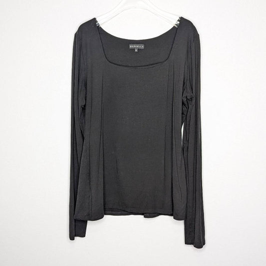 Marcella Black Yvonne Top Long Sleeve Square Neck Stretch Double Layer Jersey