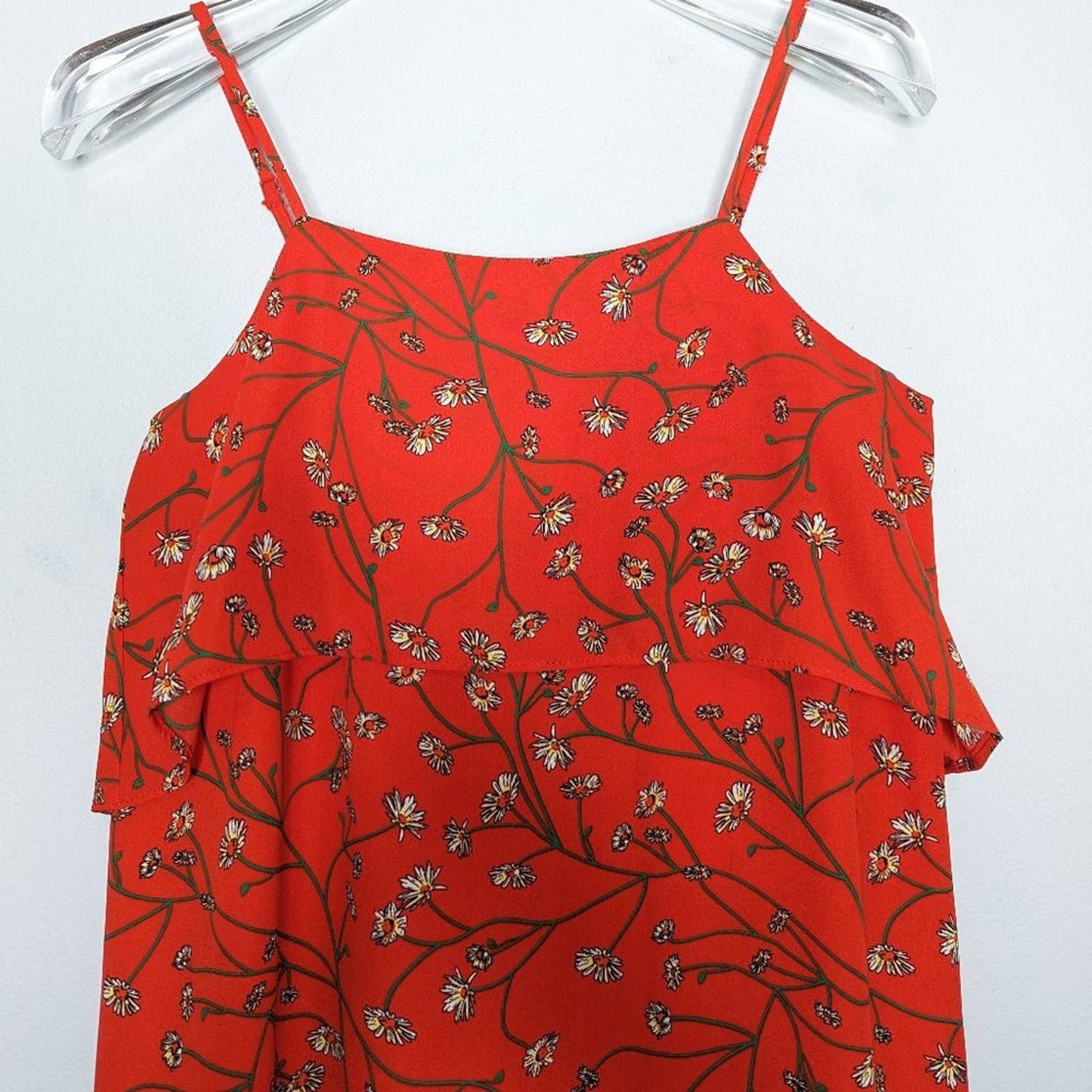 Tabitha Webb Orange Floral Tiered Sleeveless Mini Dress Square Neck Size 0 NWT