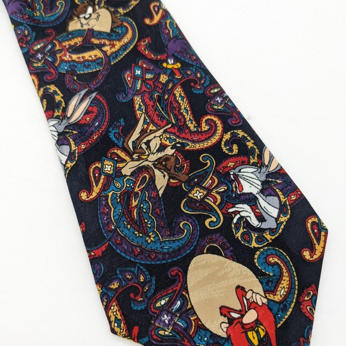 Looney Tunes Mania Vintage 1993 Paisley Bugs Bunny Marvin The Martian Taz Tie