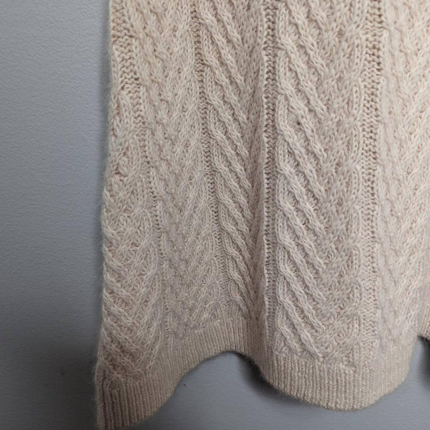 JOA Ivory Cable Knit Sweater Mini Dress Sleeveless Stretch Angora Blend L NWT