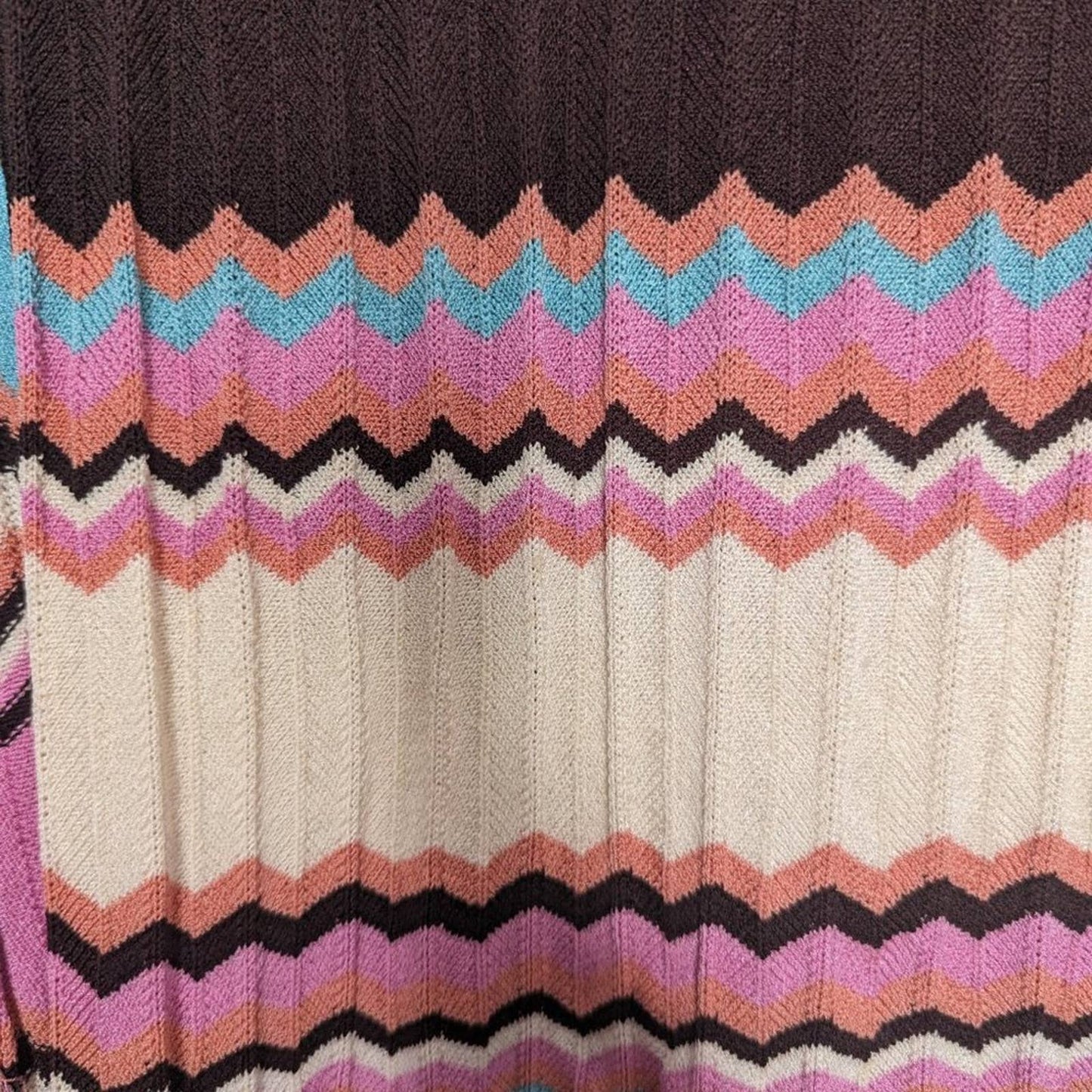 Bloomingdale's Vintage Pink Chevron Striped Set Tank And Cardigan Long Sleeve