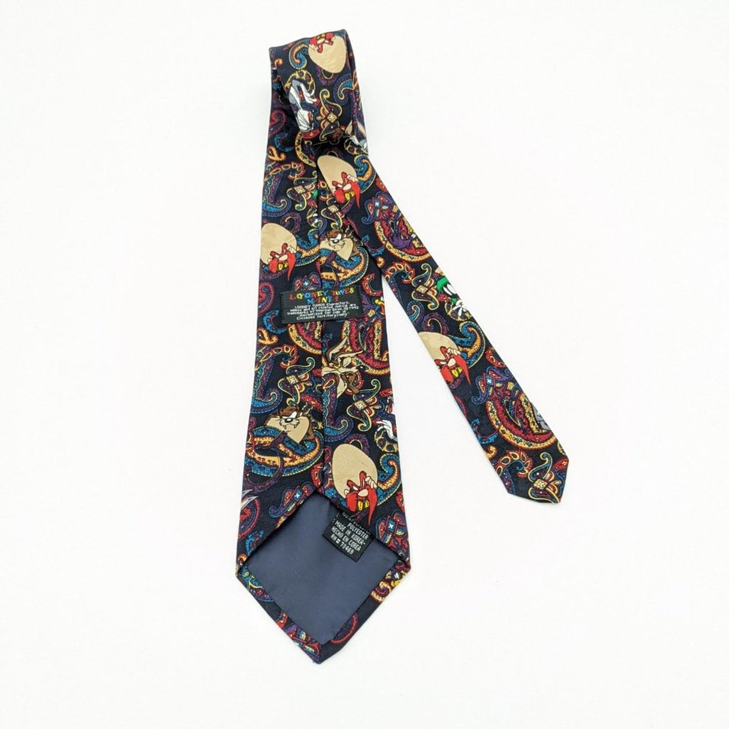 Looney Tunes Mania Vintage 1993 Paisley Bugs Bunny Marvin The Martian Taz Tie