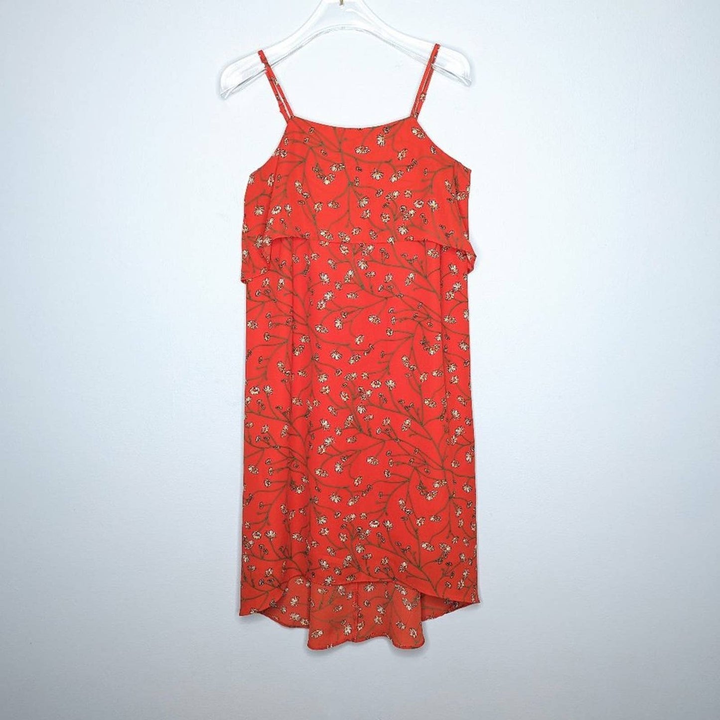 Tabitha Webb Orange Floral Tiered Sleeveless Mini Dress Square Neck Size 0 NWT