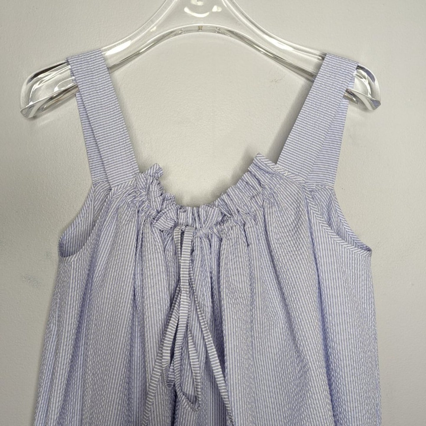 &Daughter Blue White Striped Bella Gathered Dress Sleeveless Pockets Oversized S