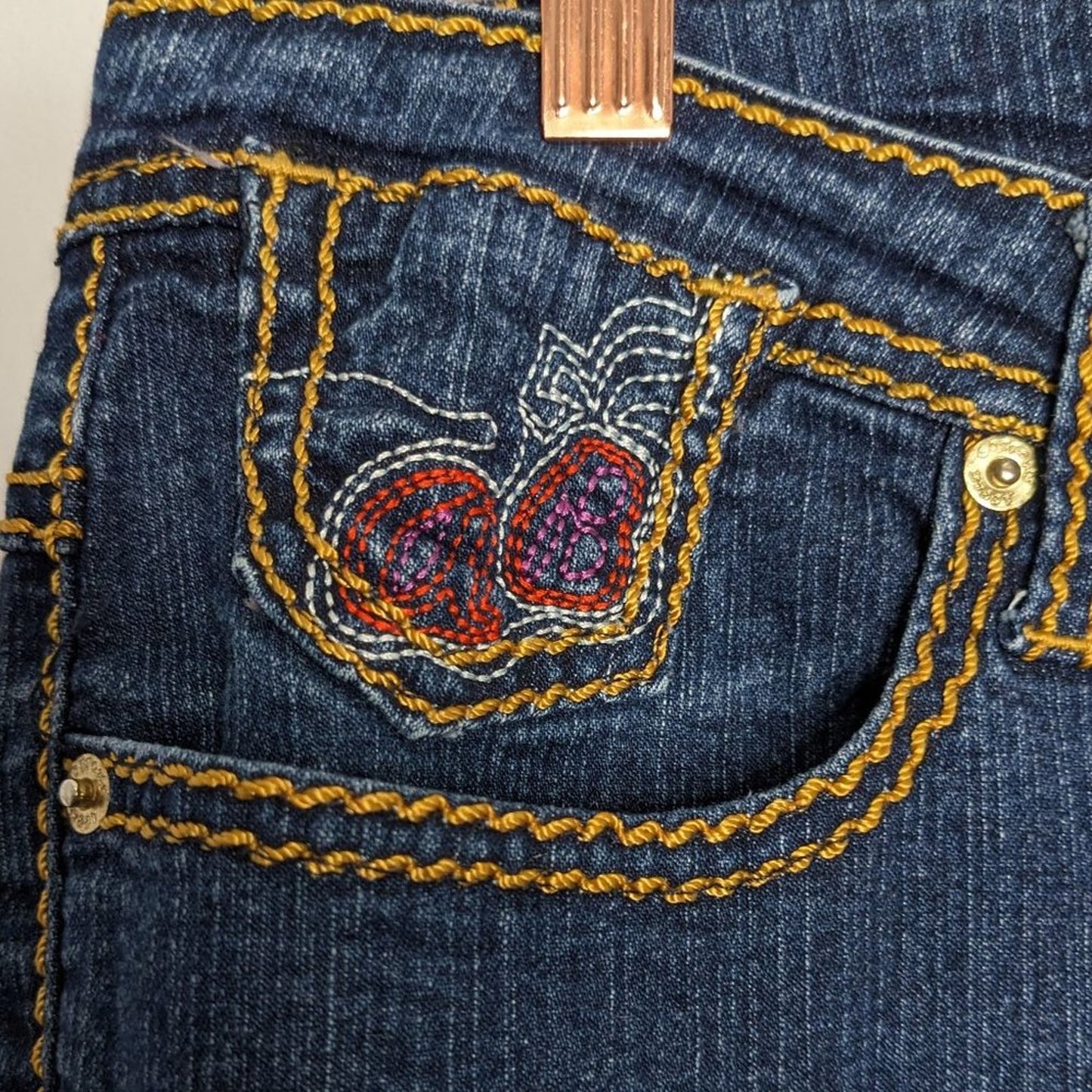 Apple Bottom Vintage Jeans Y2K Dark Wash Embellished Pockets Size 20