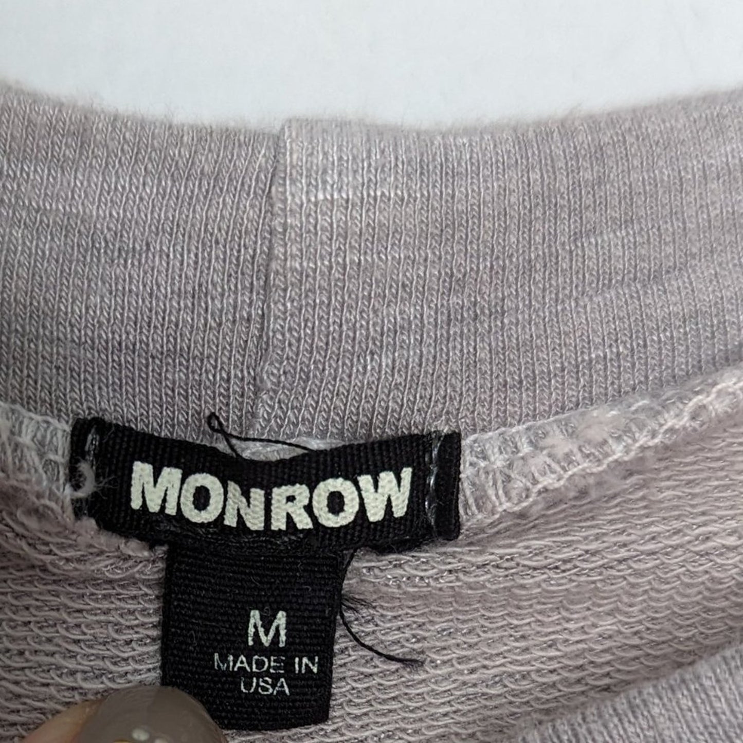 Monrow Gray Short Cutoff Sleeve Crewneck Top Raw Edge Size M