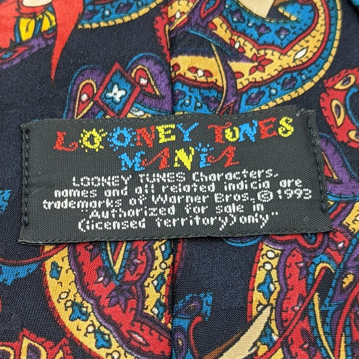 Looney Tunes Mania Vintage 1993 Paisley Bugs Bunny Marvin The Martian Taz Tie