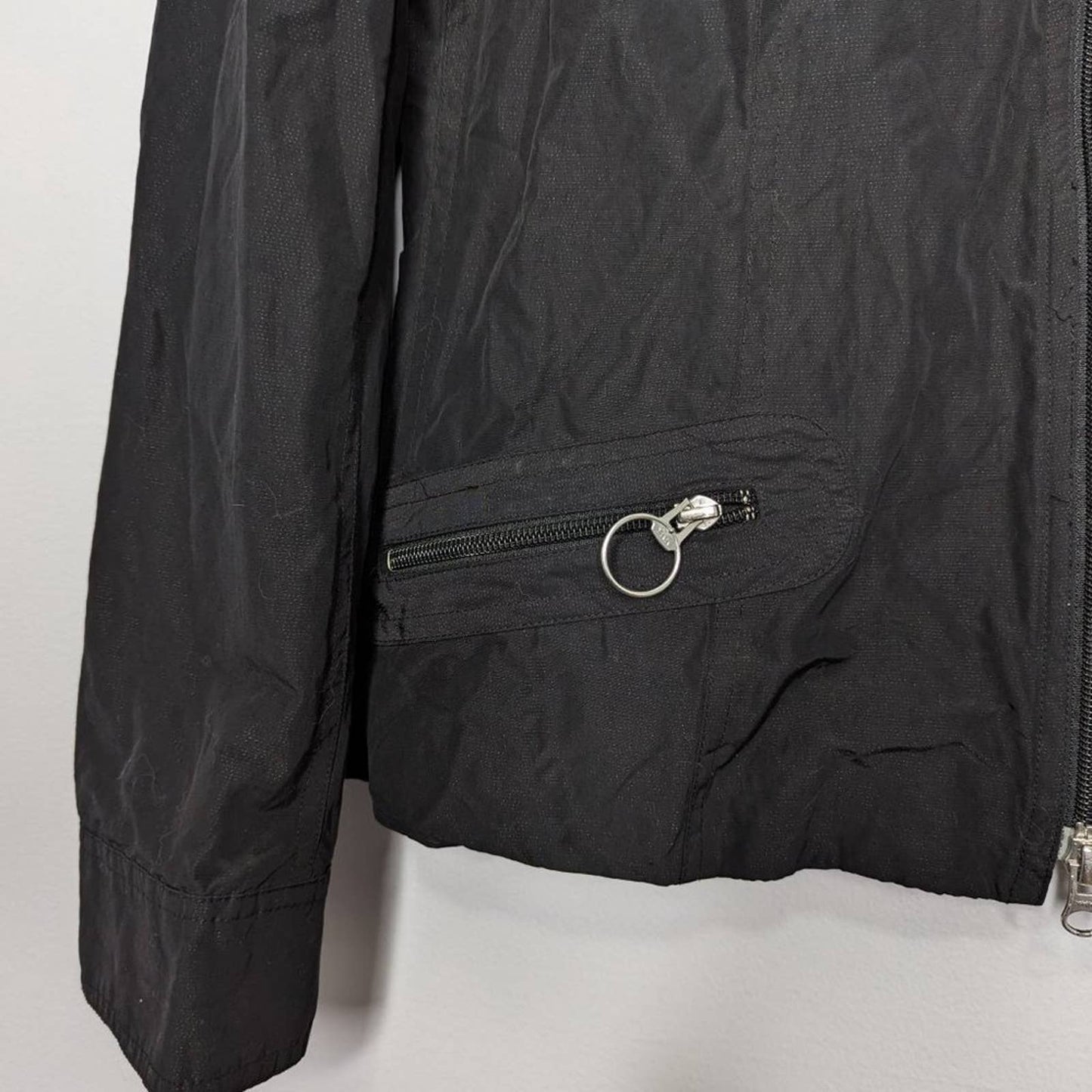 600 West Black Long Sleeve Lightweight Jacket Zip Pockets Mock Neck Size 8