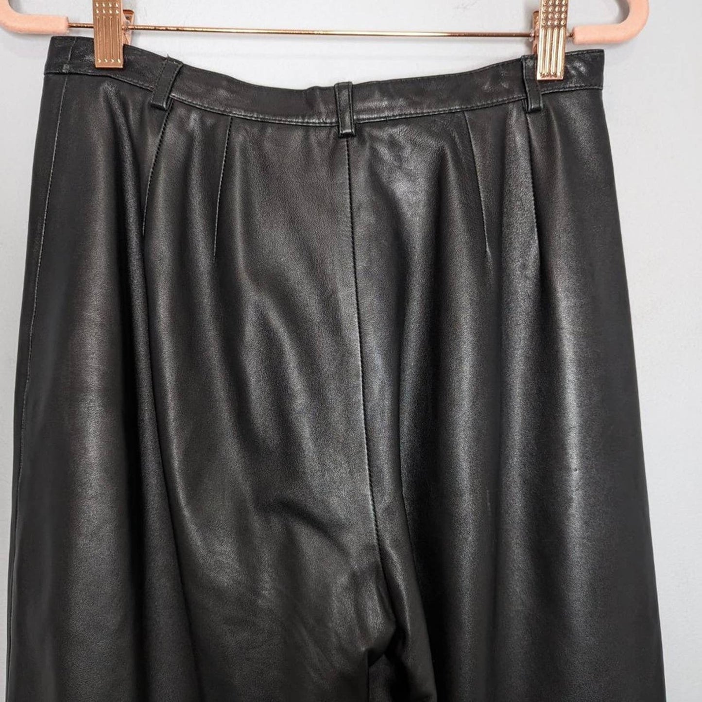 Liz Claiborne Vintage Black Soft Leather Pants Relaxed Fit High Waist Size 6