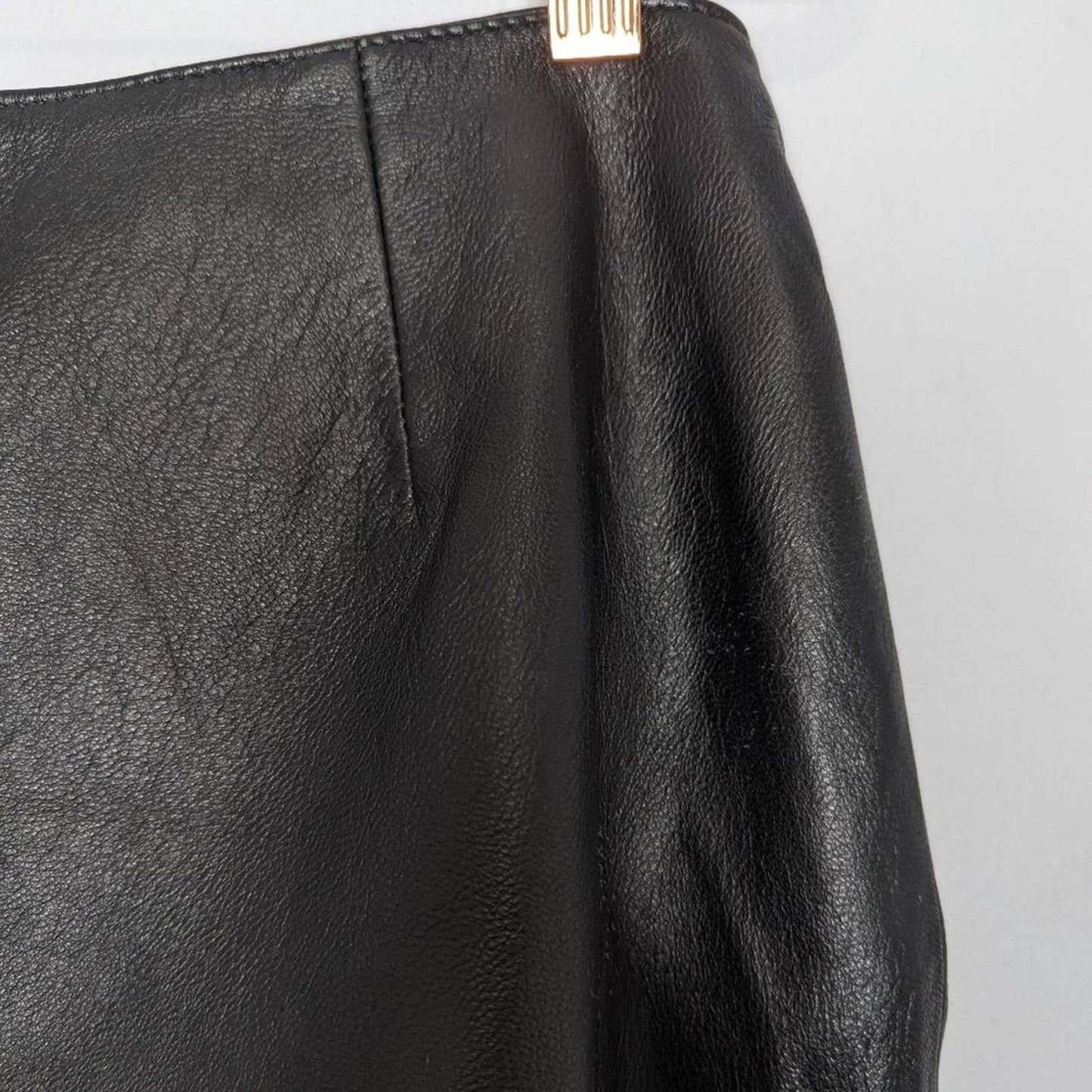 Julian K. Vintage Black Soft Genuine Leather Mini Pencil Skirt Back Zip