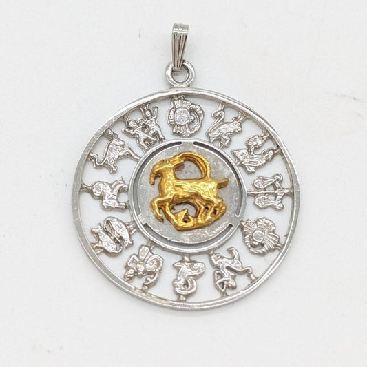 Vintage Sterling Silver Signs Of The Zodiac Pendant Featuring Aries Ram