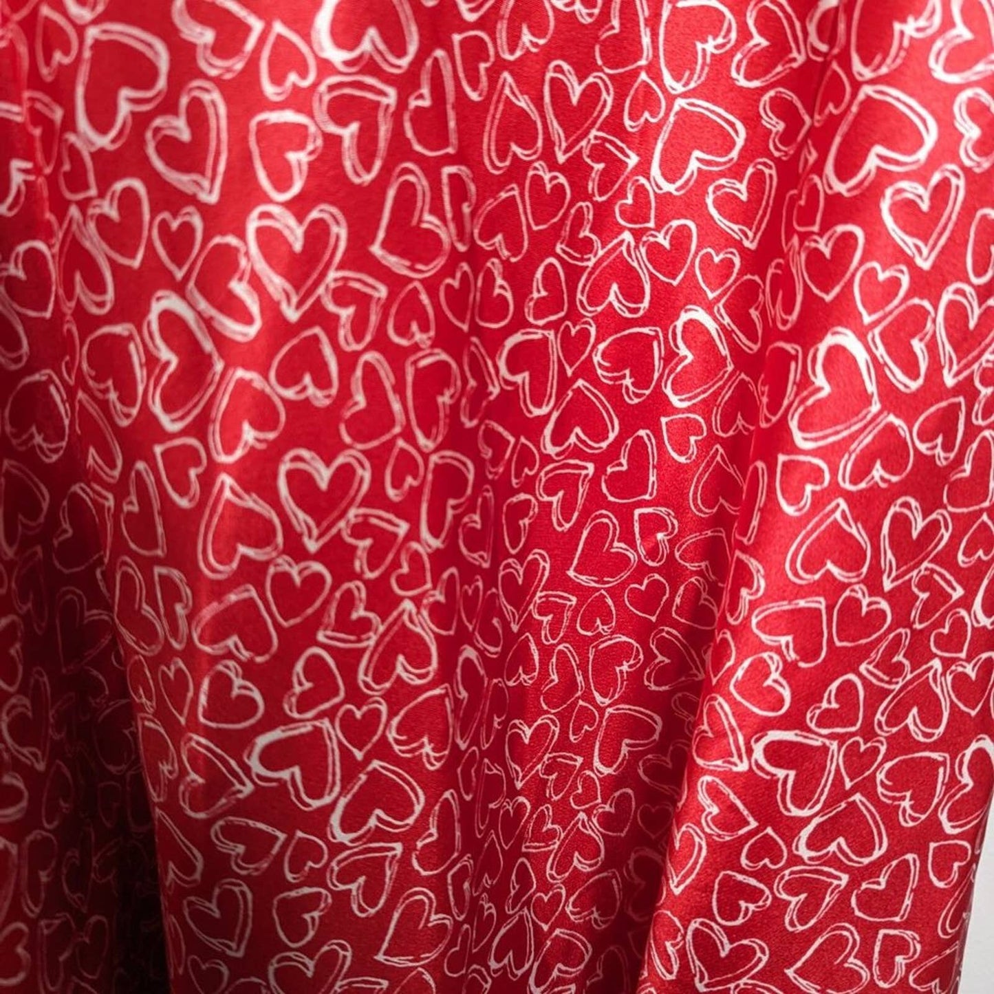 Morgan Taylor Intimates Vintage Red Heart Print Satin Slip Dress Nightie Size L