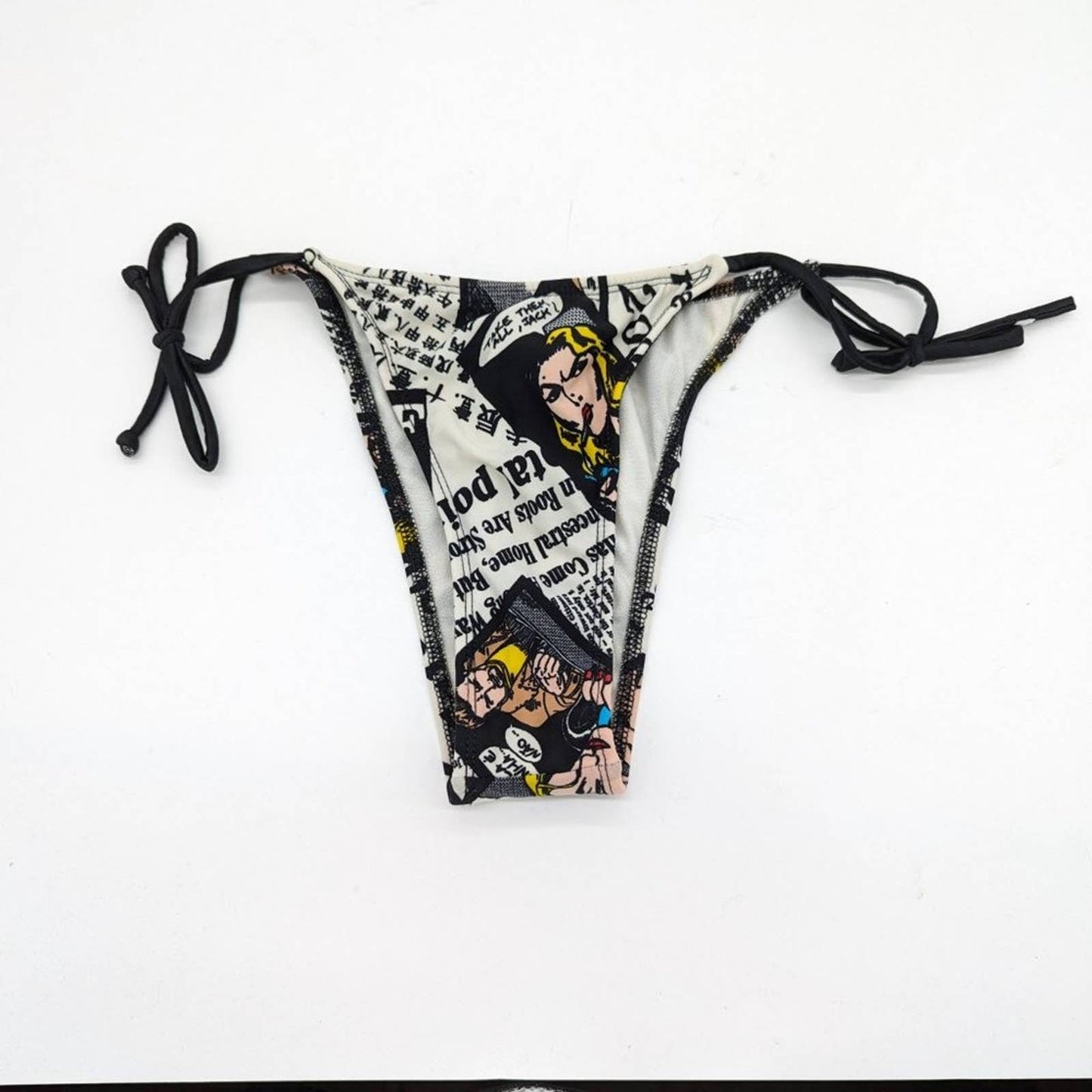 Chica Rica Blondie Graphic Comic Strip Print String Bikini Vintage 1990s Size M