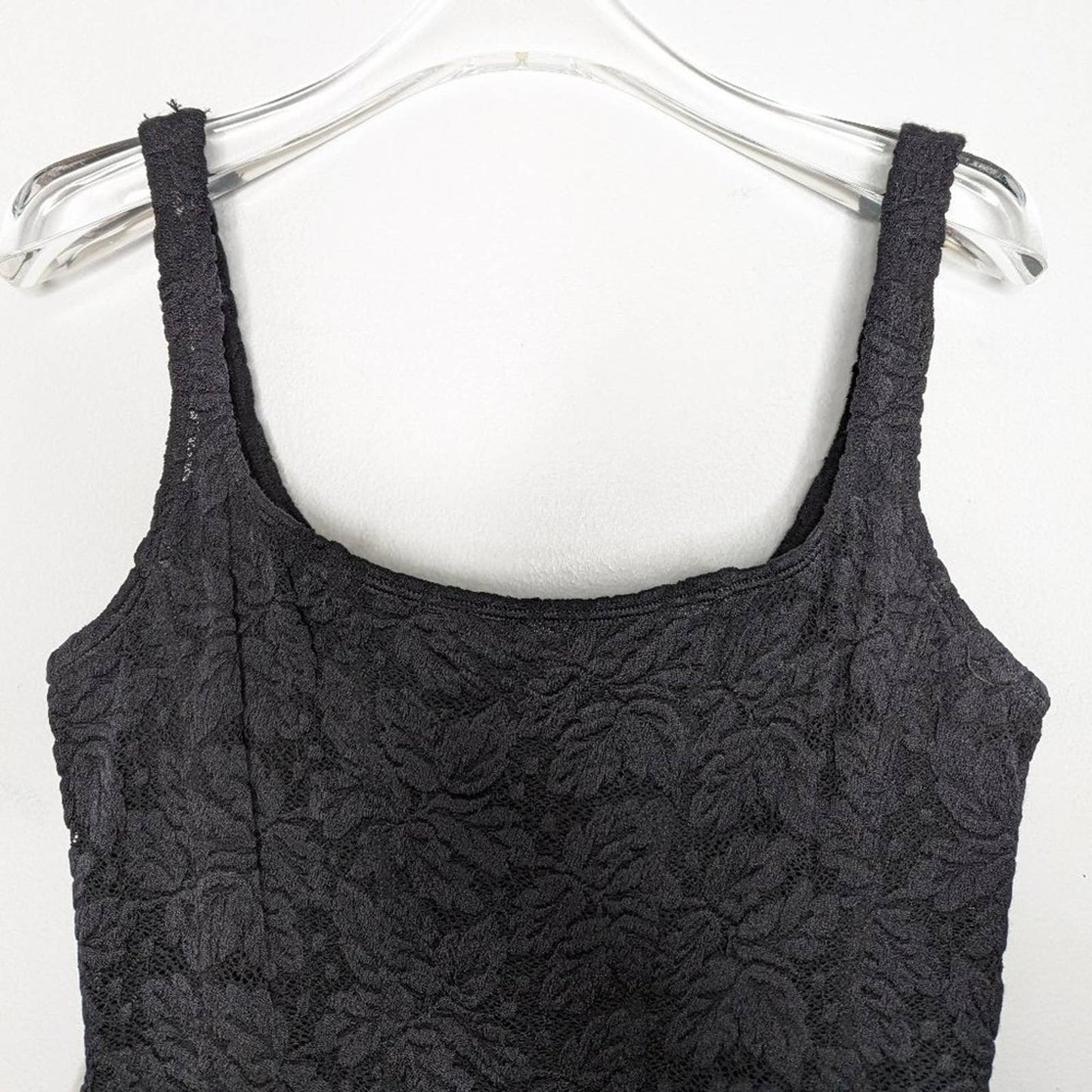 Cosabella Vintage Black Lace Cropped Tank Top Stretch Back Zip Size M