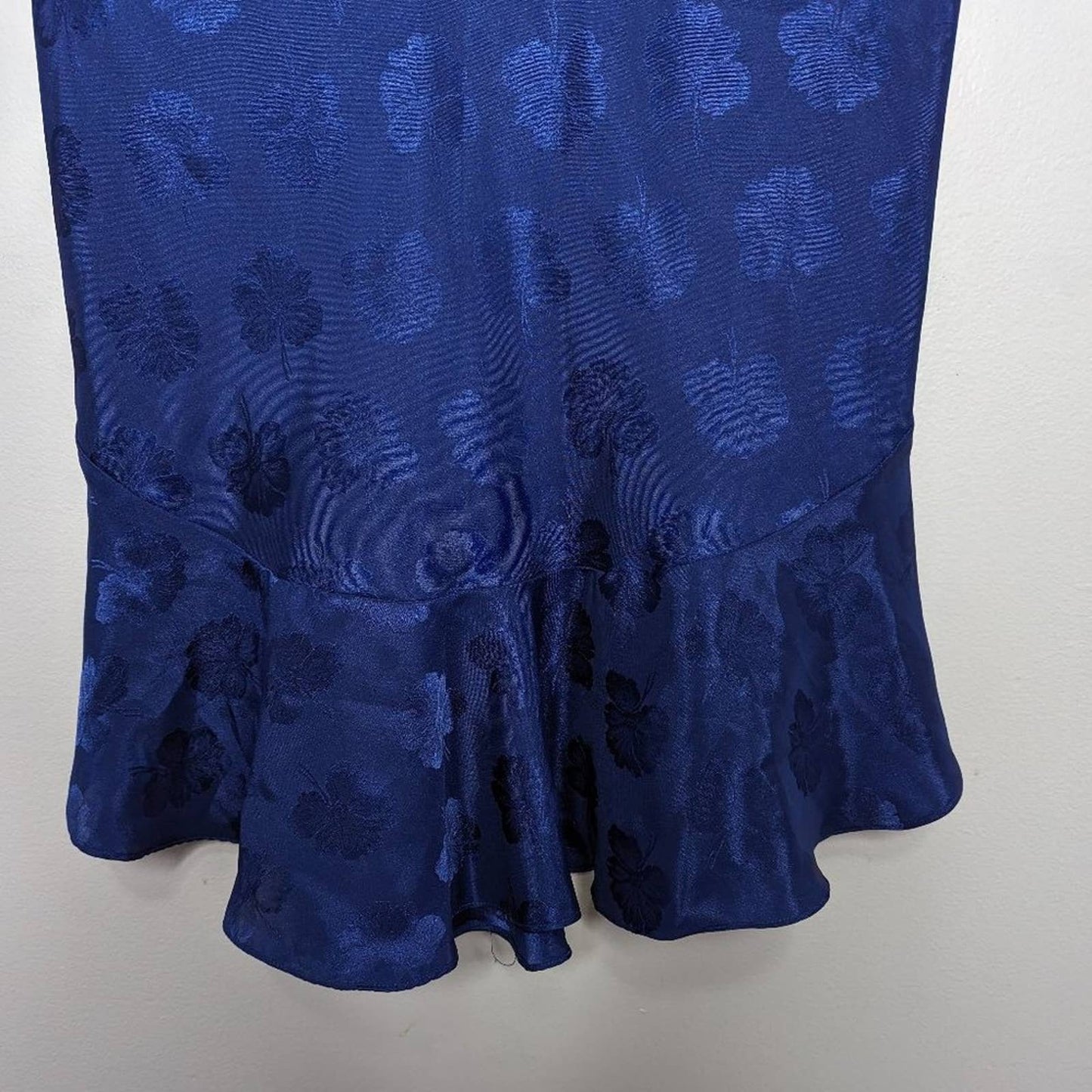 Victoria's Secret Gold Label Vintage Blue Floral Pattern Satin Nightie Size S