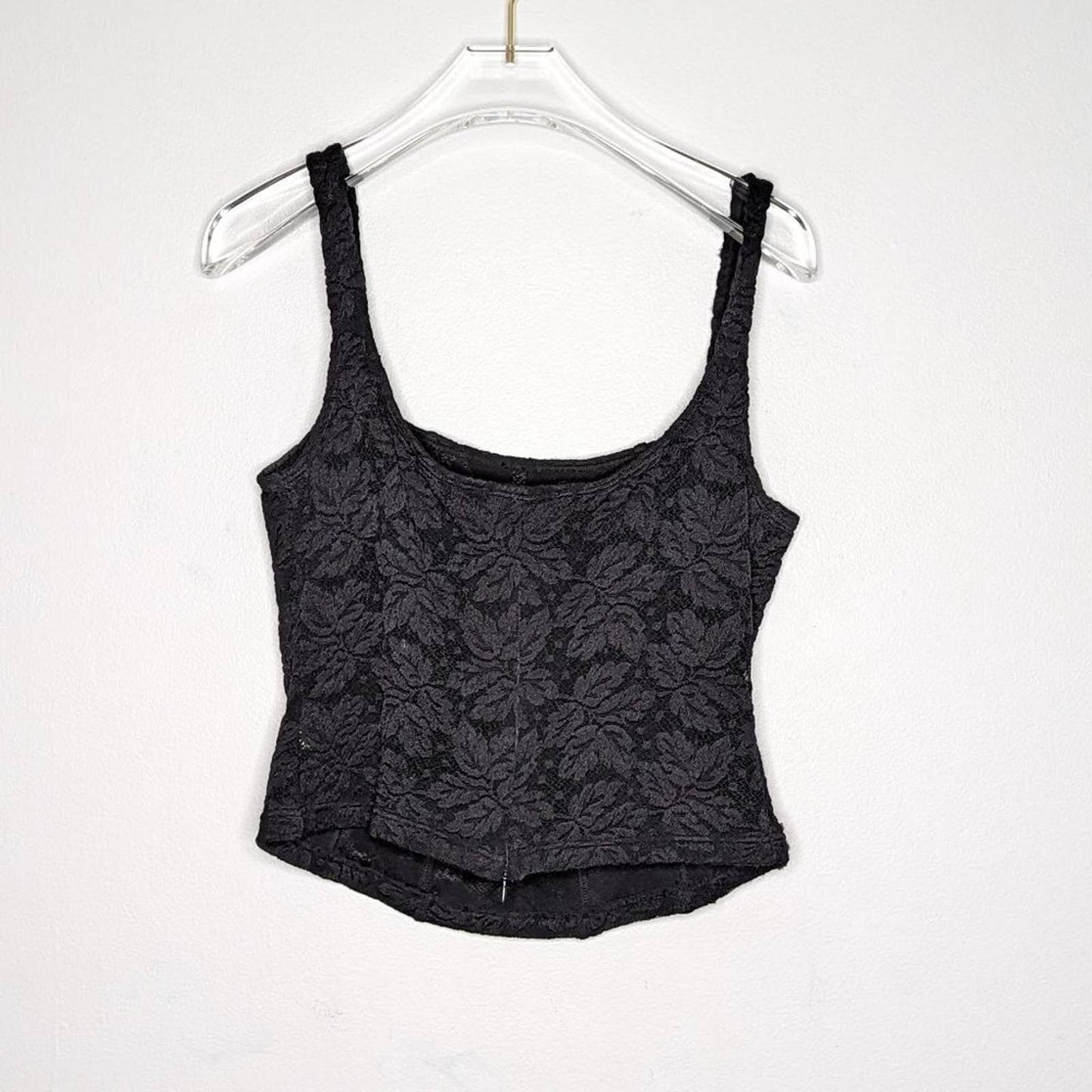 Cosabella Vintage Black Lace Cropped Tank Top Stretch Back Zip Size M