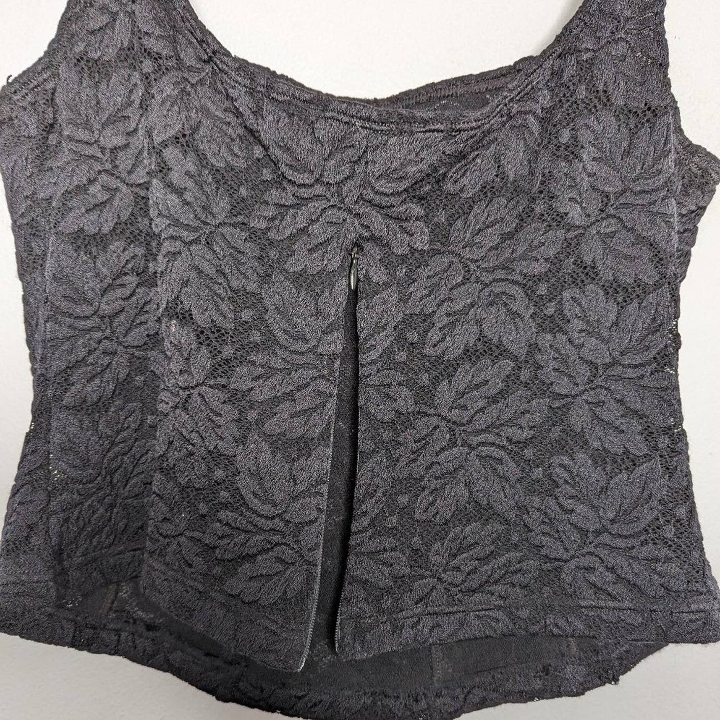 Cosabella Vintage Black Lace Cropped Tank Top Stretch Back Zip Size M