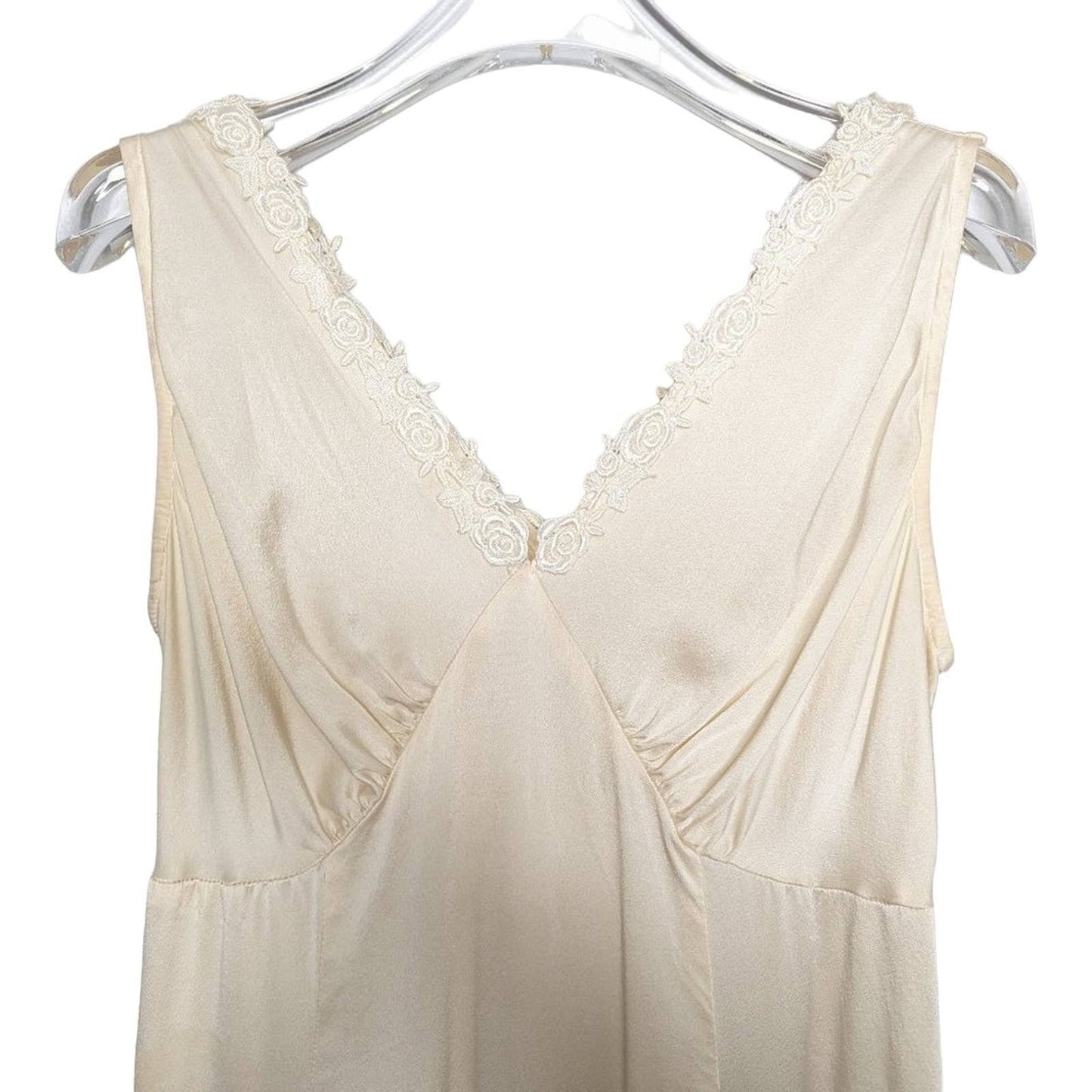 Queen Anne's Lace Eileen West Couture Vintage 80's Champagne Silk Nightgown