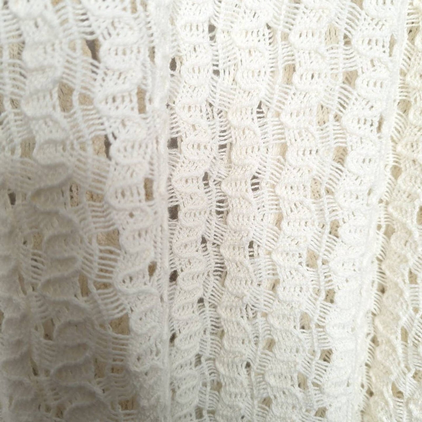 Vintage Via B'Way Cream Crochet Vest Tie Front Sleeveless Boho V-Neck 90's